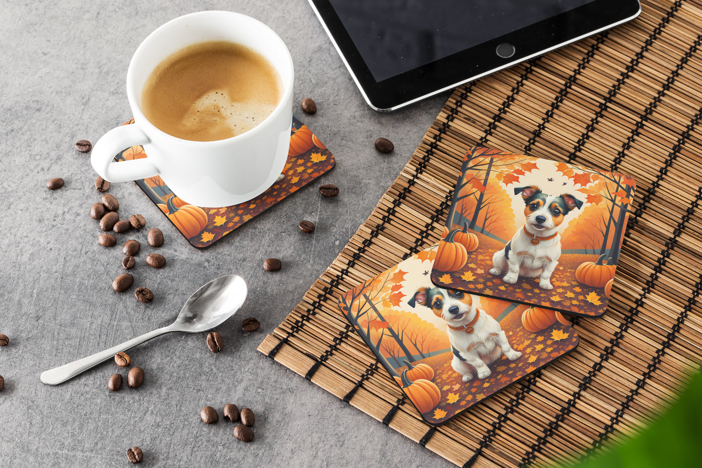 Jack Russell Terrier Fall Foam Coasters
