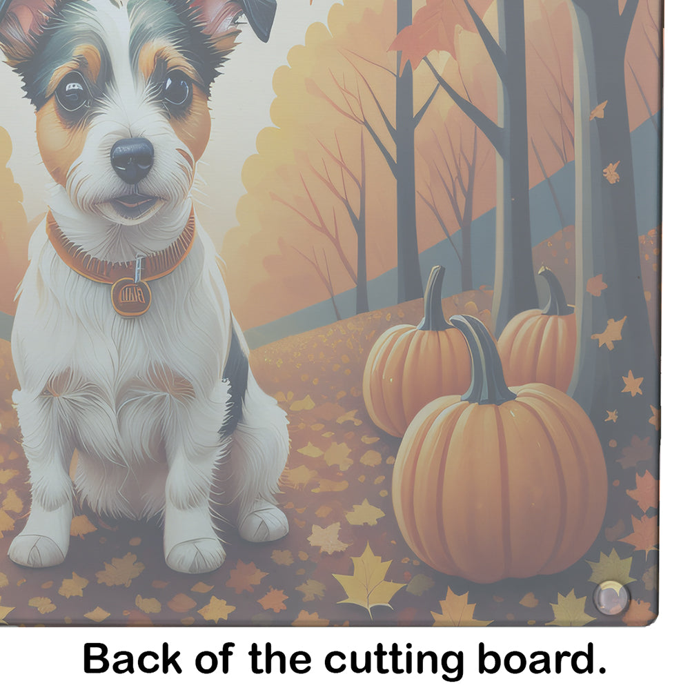 Jack Russell Terrier Fall Glass Cutting Board