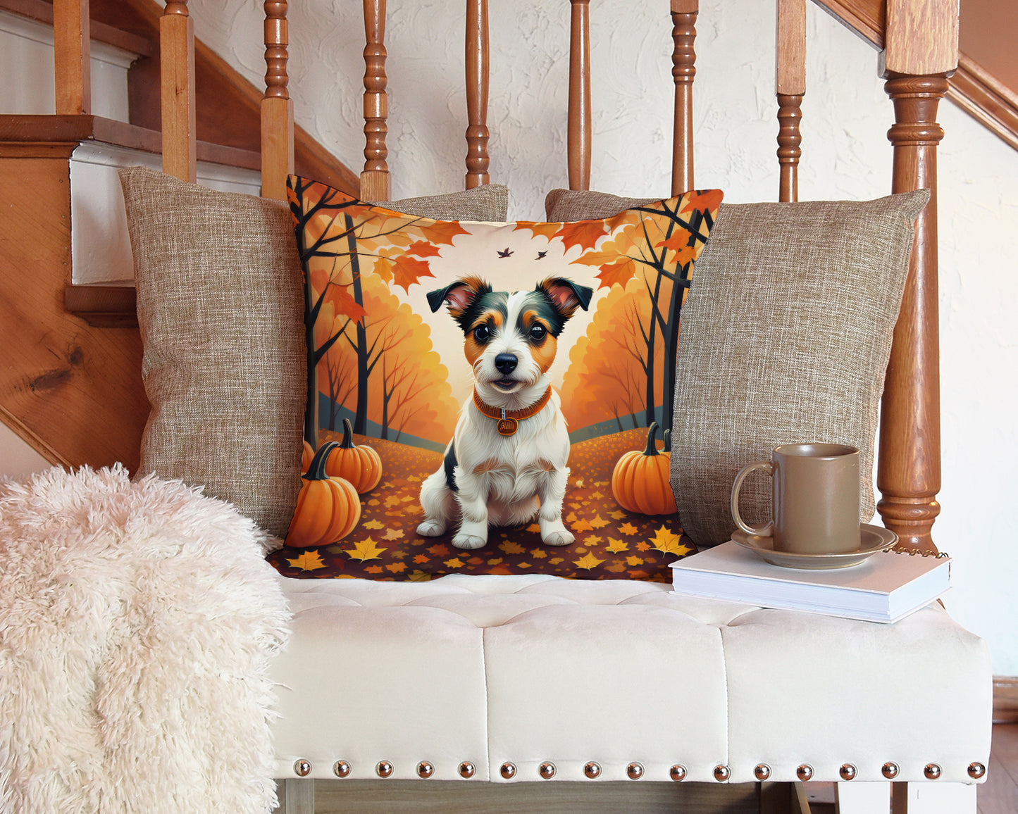 Jack Russell Terrier Fall Throw Pillow