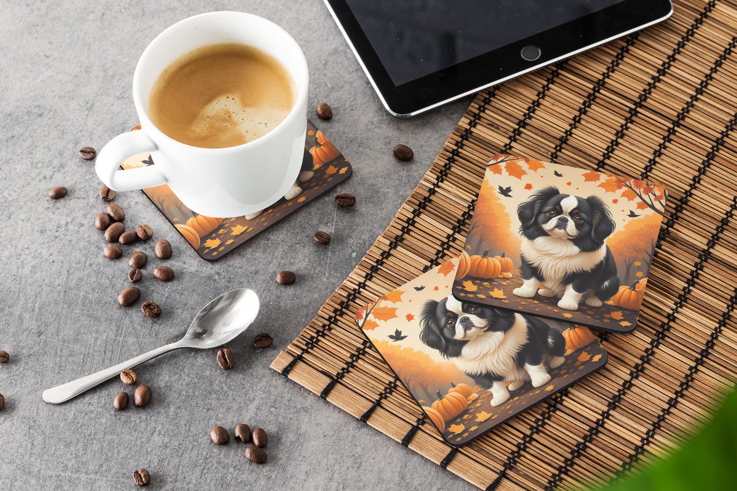 Japanese Chin Fall Foam Coasters