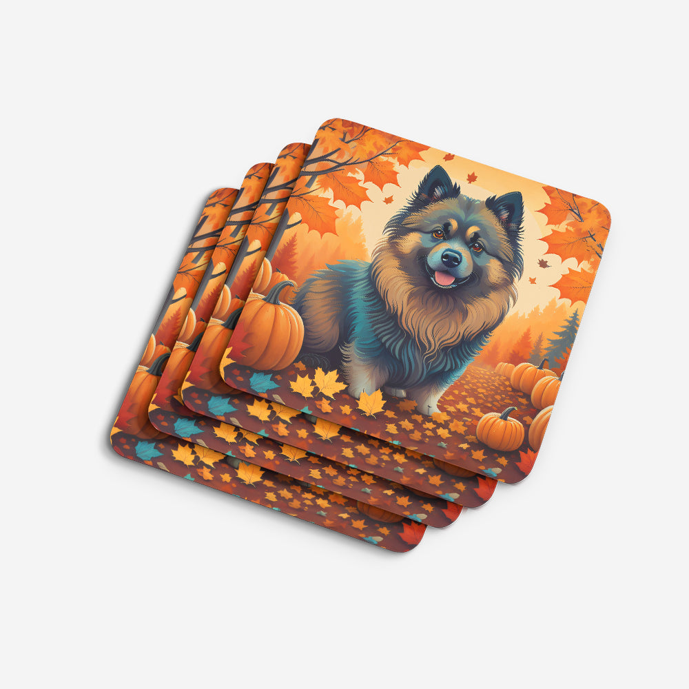 Keeshond Fall Foam Coasters
