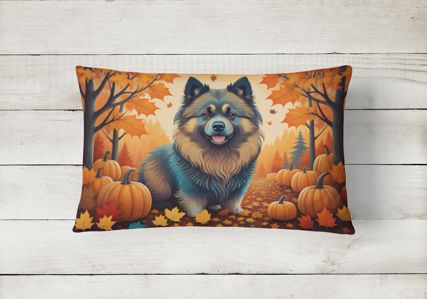 Keeshond Fall Throw Pillow