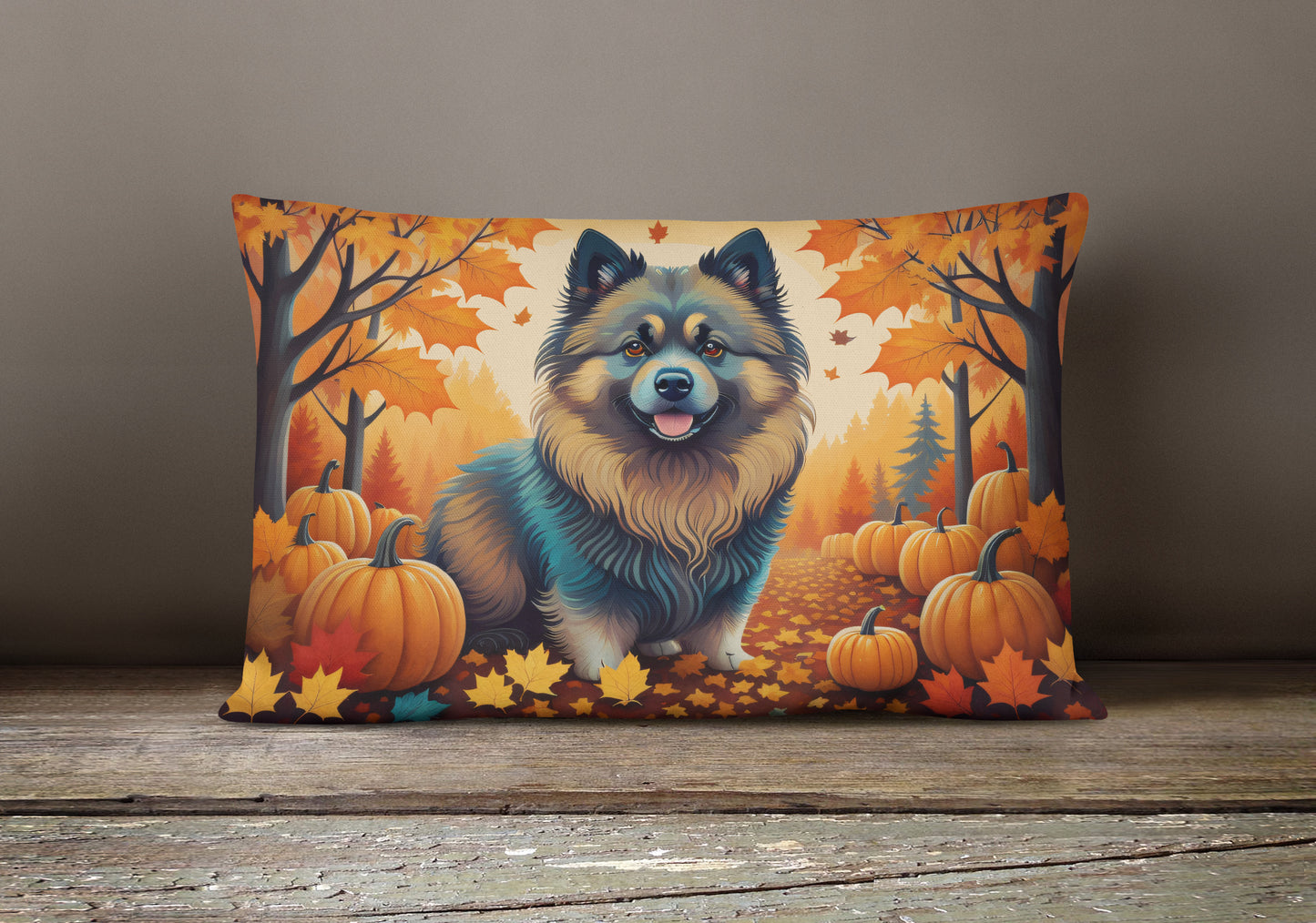 Keeshond Fall Throw Pillow