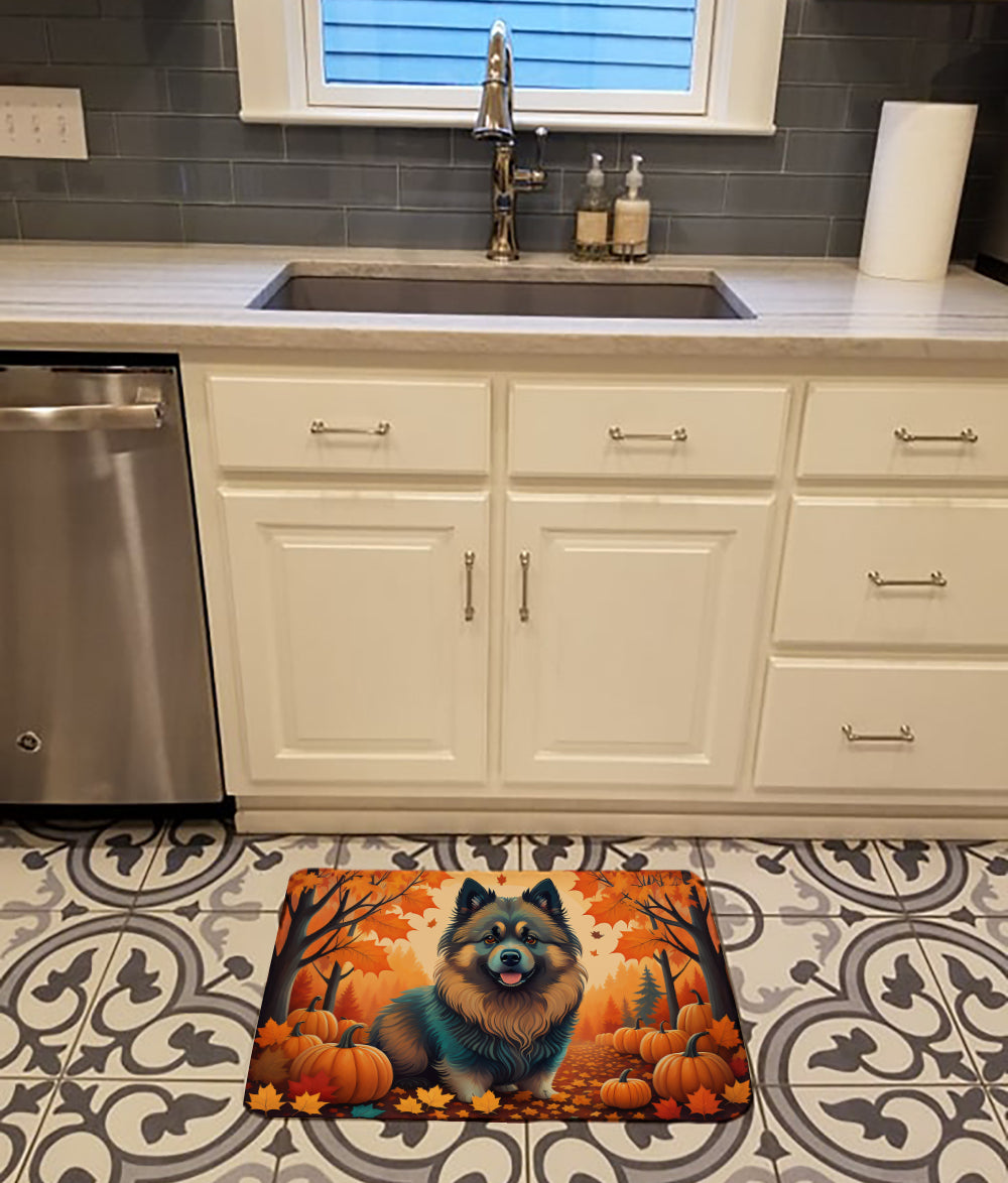 Keeshond Fall Memory Foam Kitchen Mat