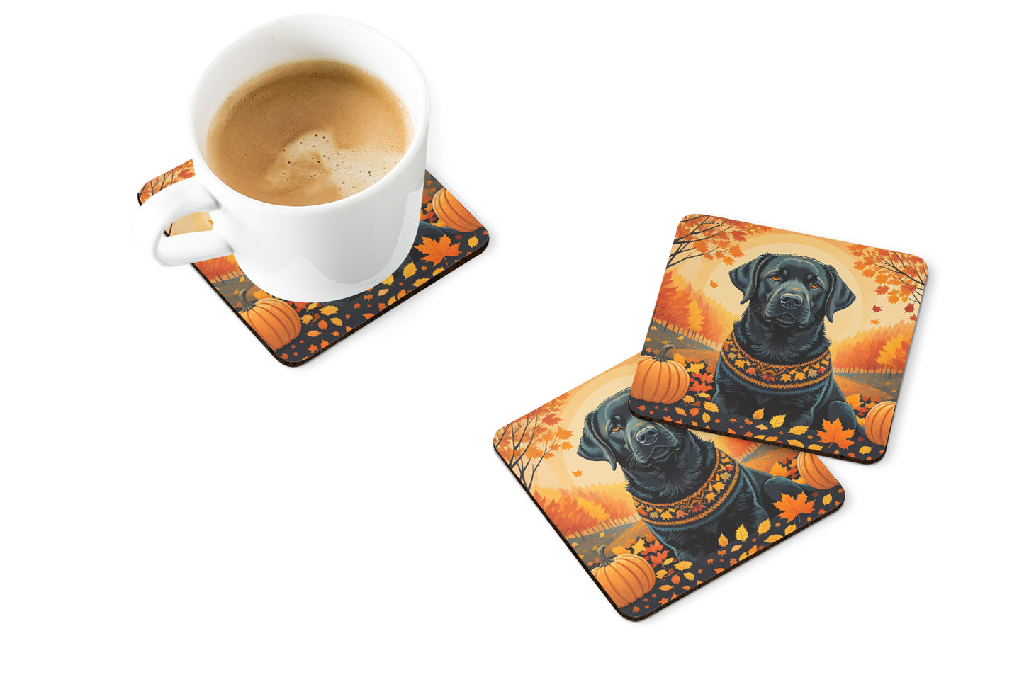 Black Labrador Retriever Fall Foam Coasters