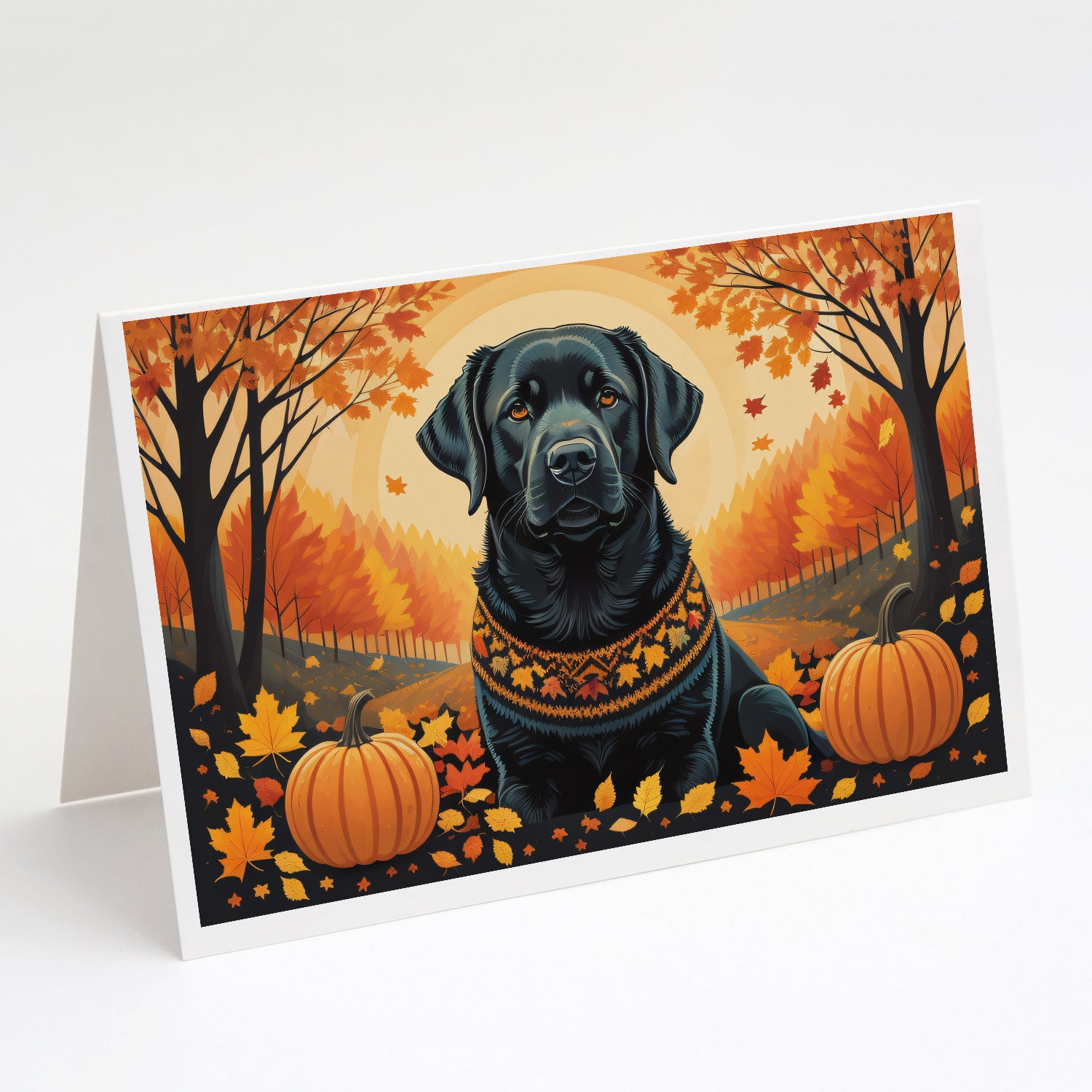 Buy this Black Labrador Retriever Fall Greeting Cards and Envelopes Pack of 8