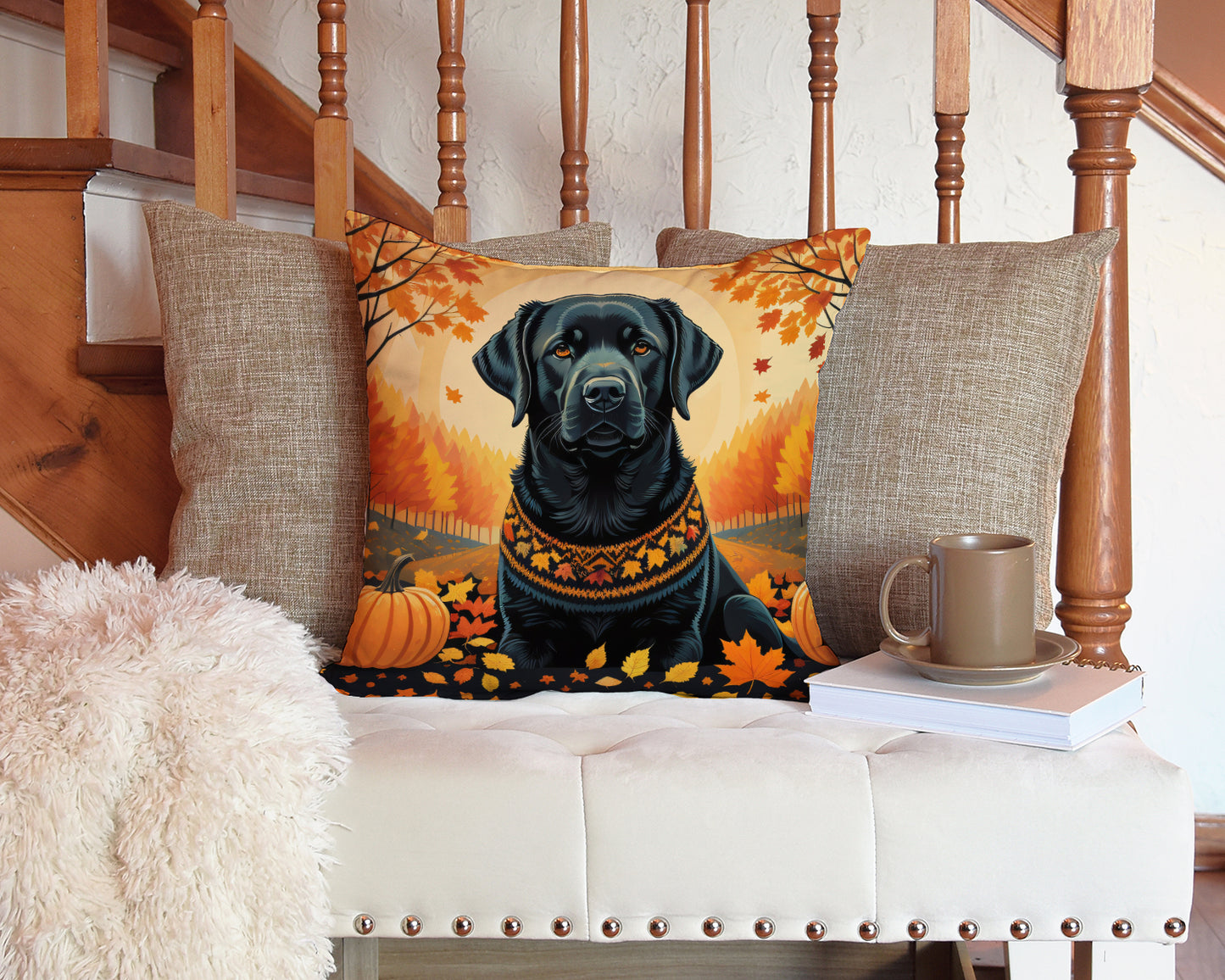Black Labrador Retriever Fall Throw Pillow