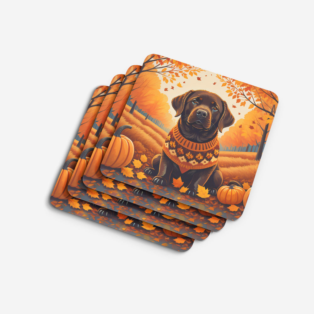 Chocolate Labrador Retriever Fall Foam Coasters
