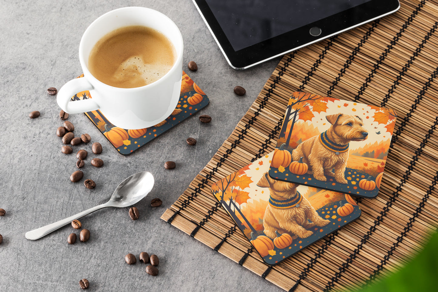 Lakeland Terrier Fall Foam Coasters