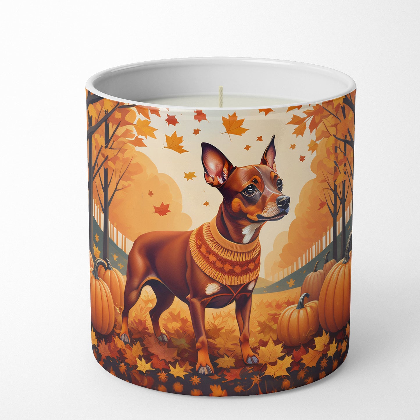Red Miniature Pinscher Fall Decorative Soy Candle
