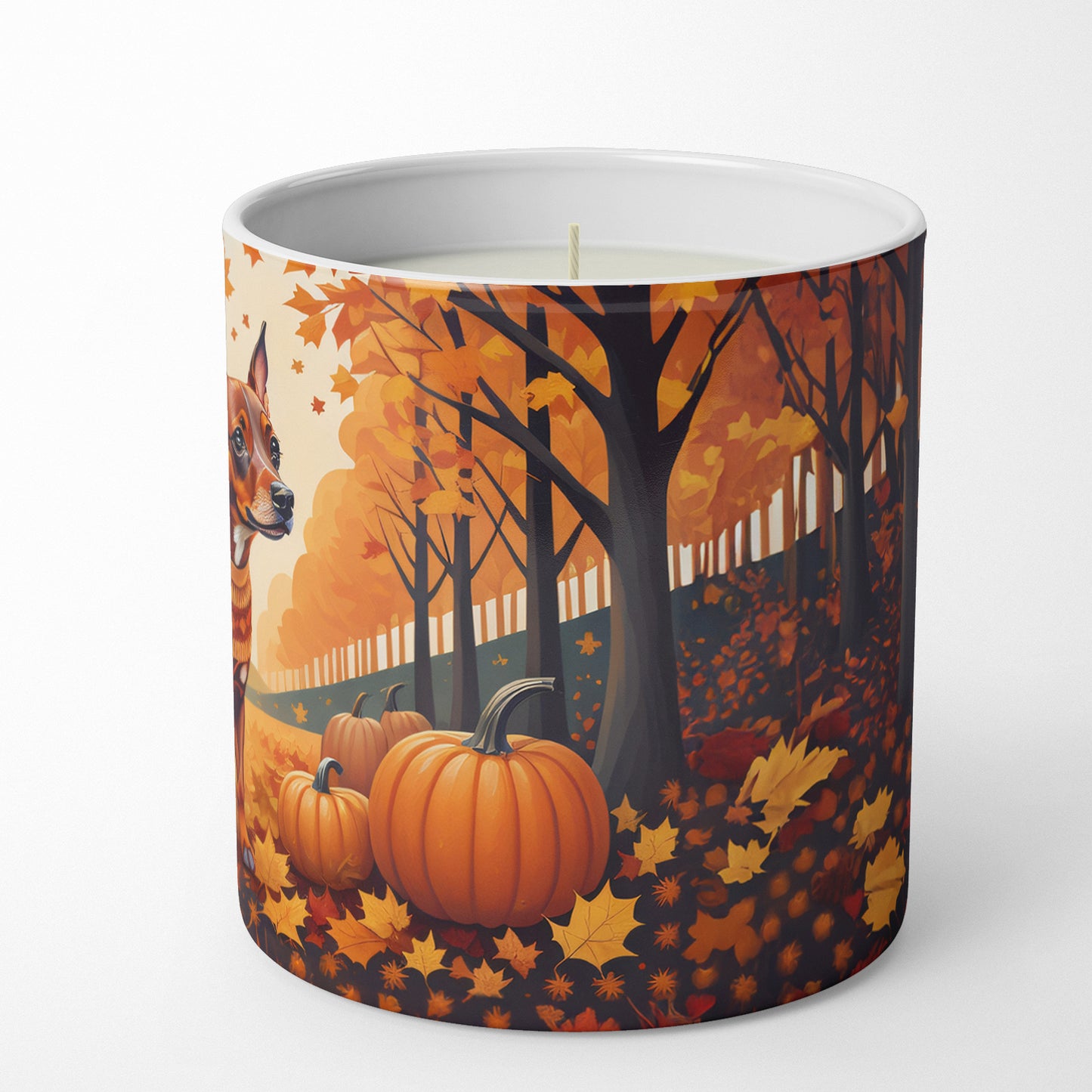 Red Miniature Pinscher Fall Decorative Soy Candle