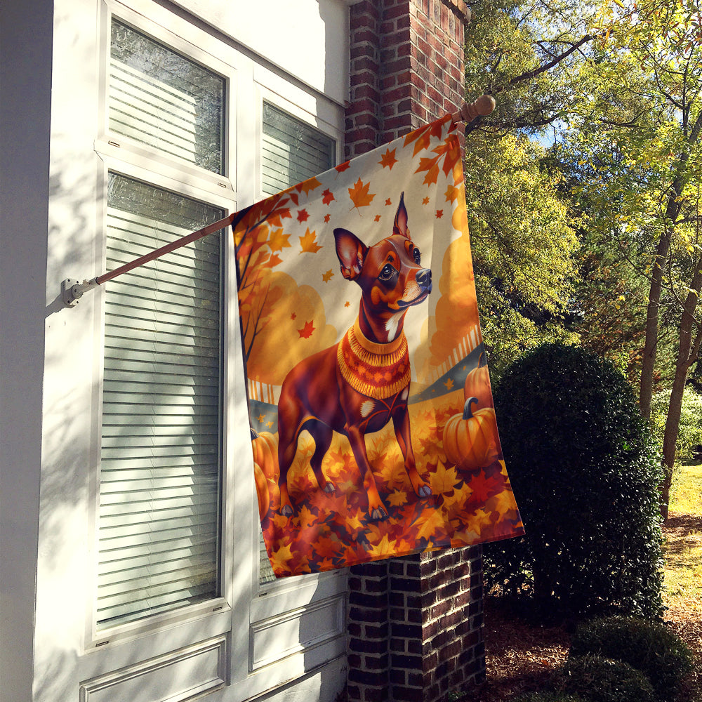 Red Miniature Pinscher Fall House Flag