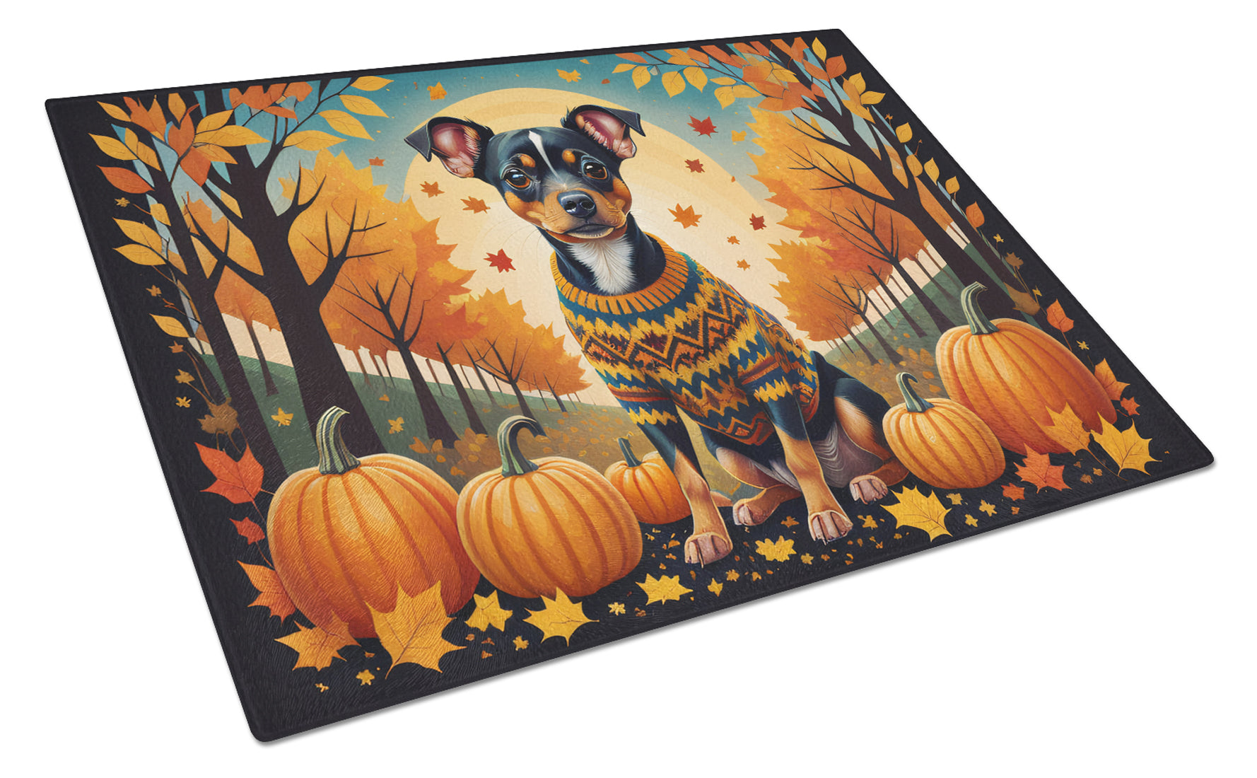 Buy this Miniature Pinscher Fall Glass Cutting Board