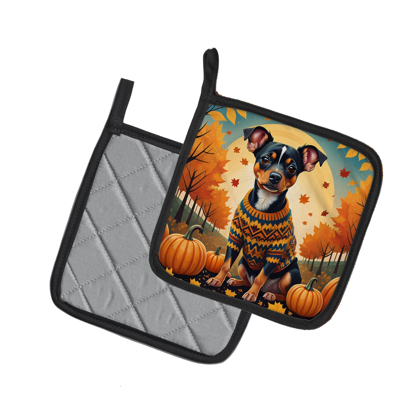 Miniature Pinscher Fall Pair of Pot Holders
