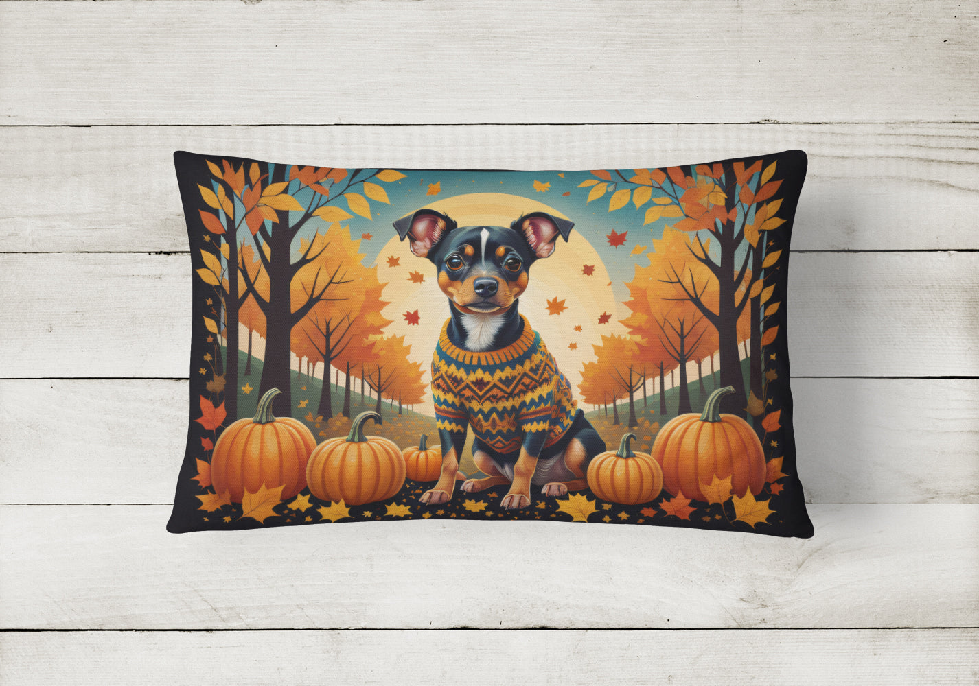 Miniature Pinscher Fall Throw Pillow