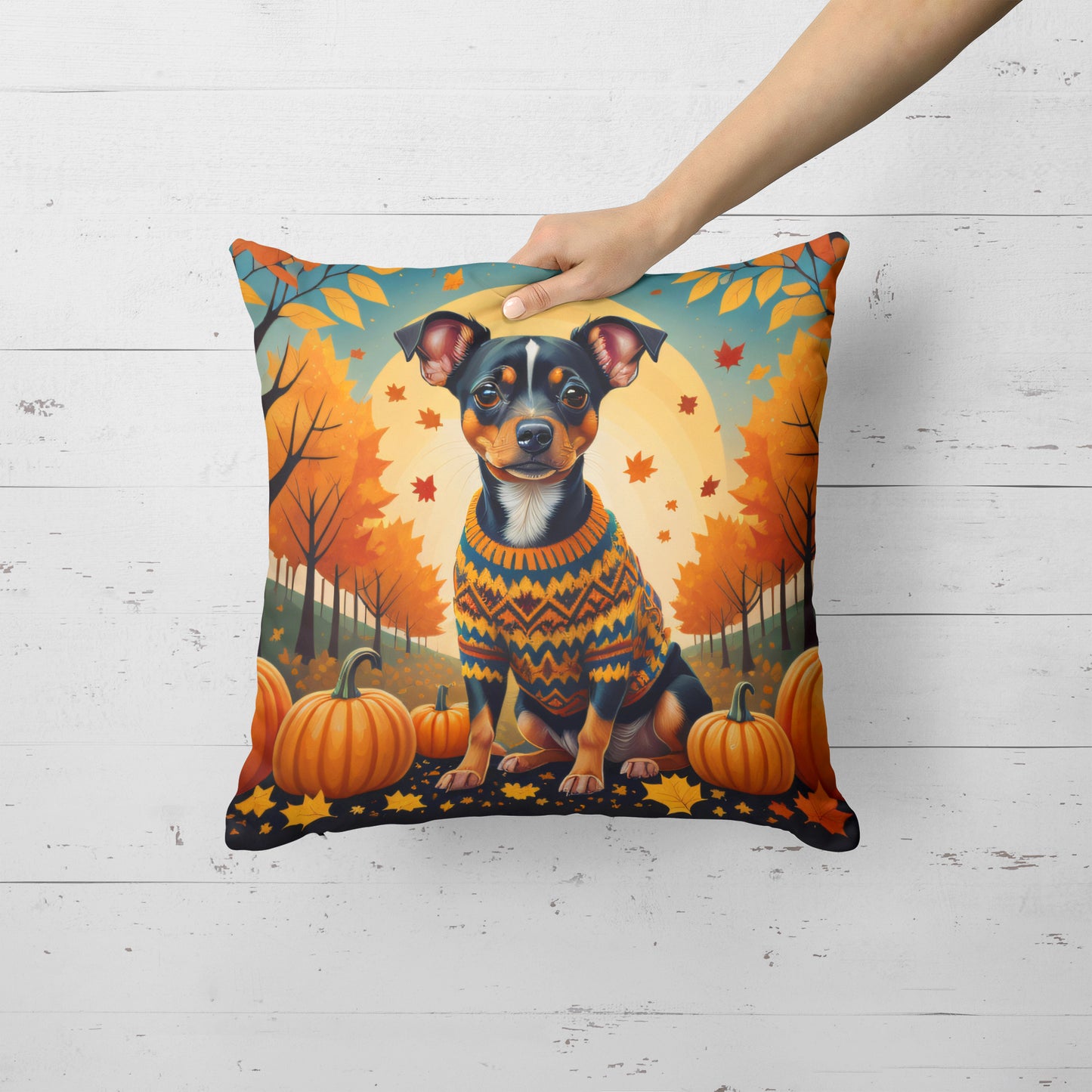 Miniature Pinscher Fall Throw Pillow