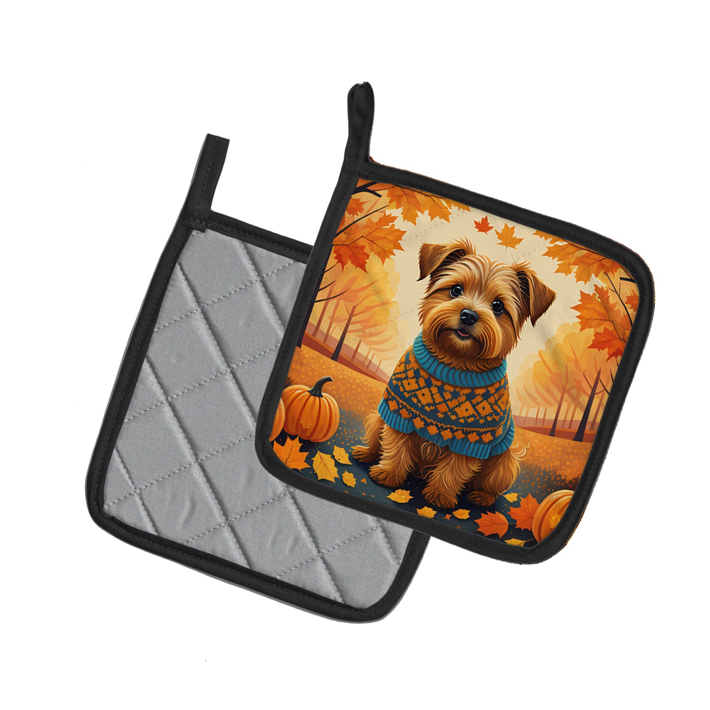Norfolk Terrier Fall Pair of Pot Holders