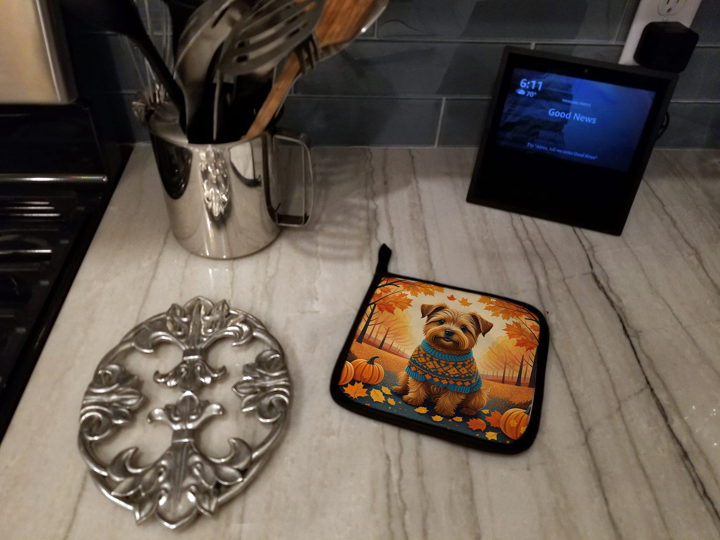 Norfolk Terrier Fall Pair of Pot Holders