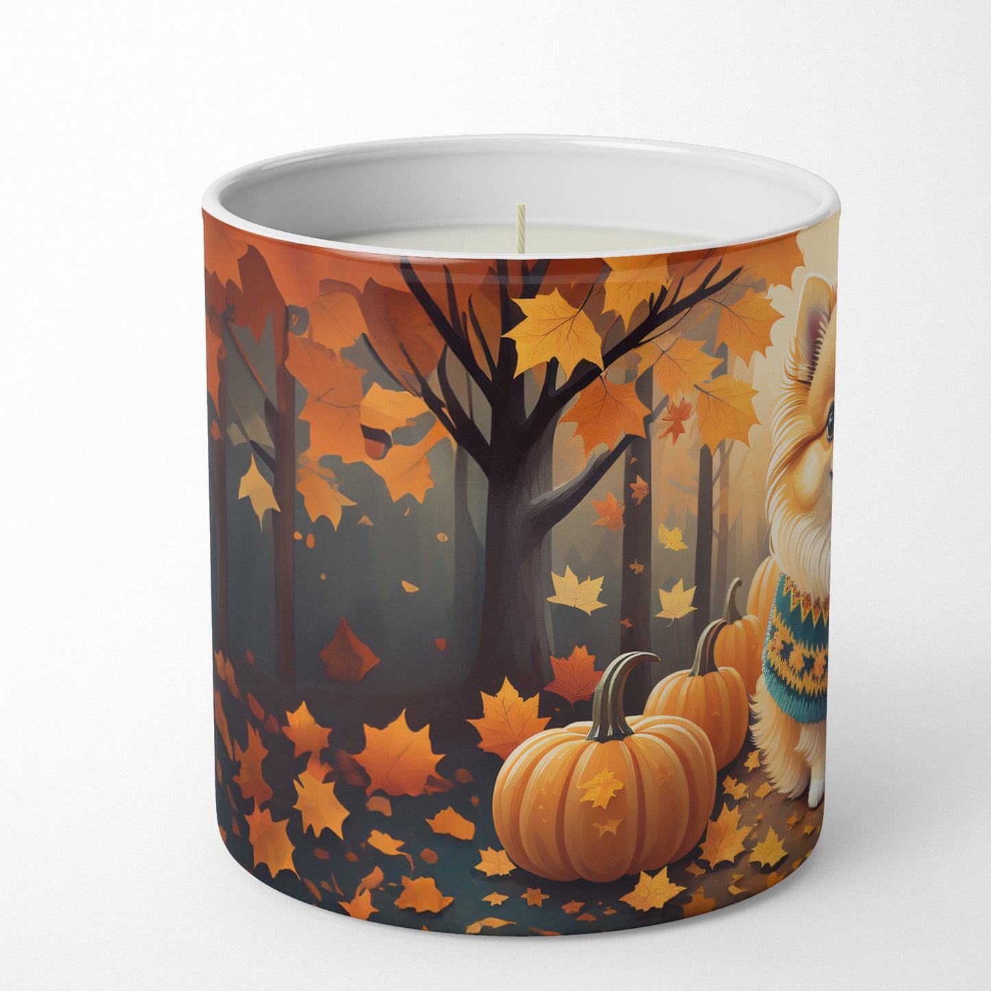Buy this Pomeranian Fall Decorative Soy Candle
