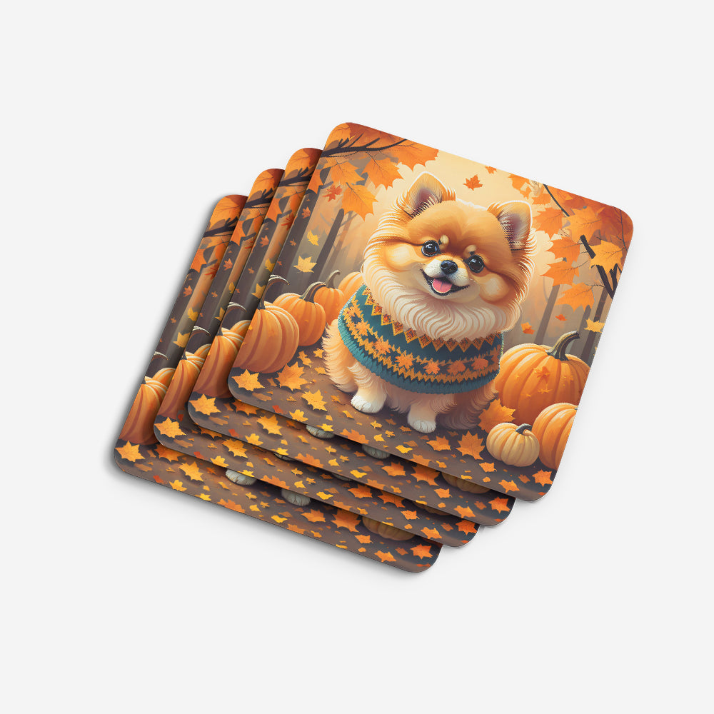 Pomeranian Fall Foam Coasters