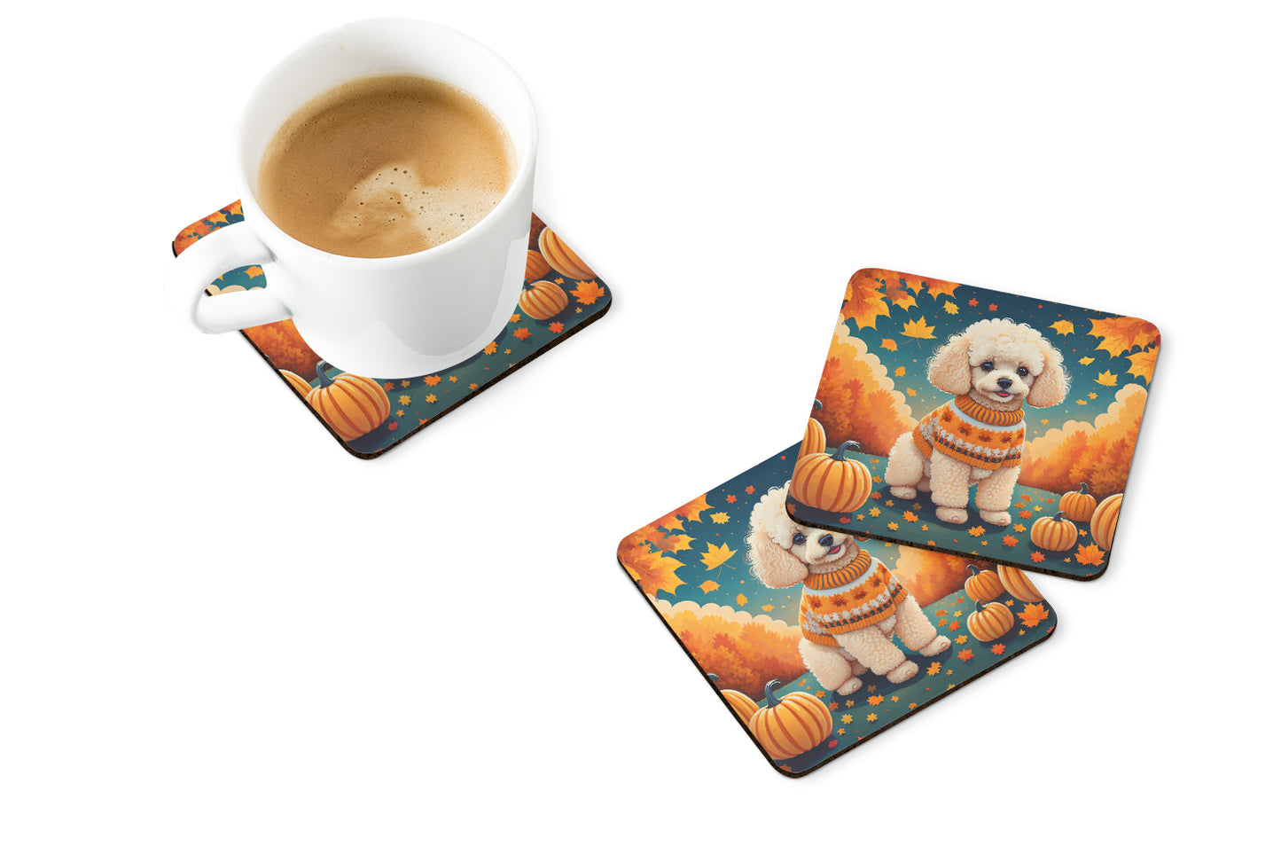 Poodle Fall Foam Coasters