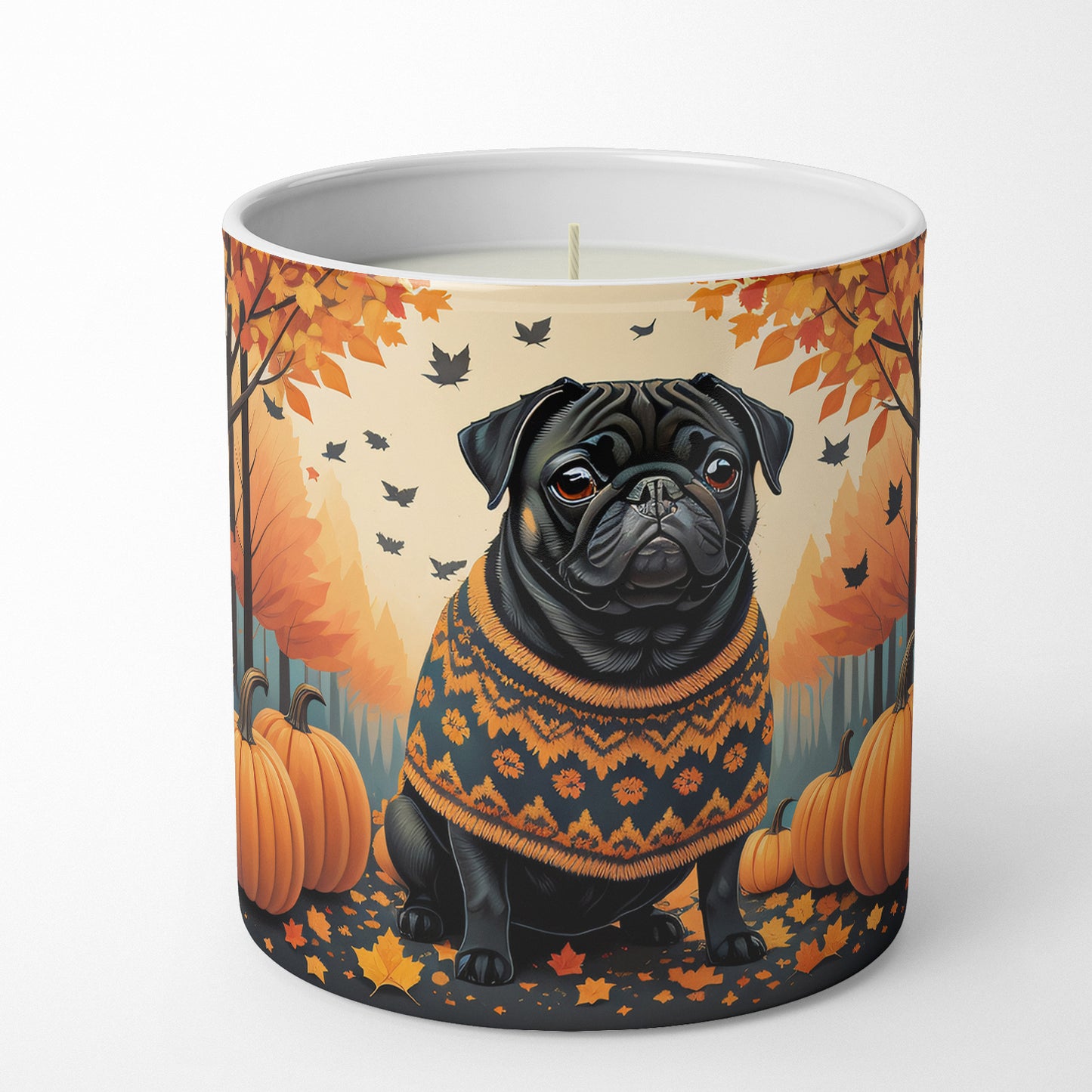 Black Pug Fall Decorative Soy Candle