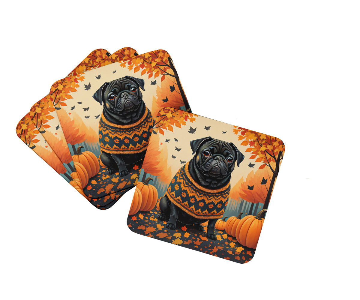 Buy this Black Pug Fall Foam Coasters