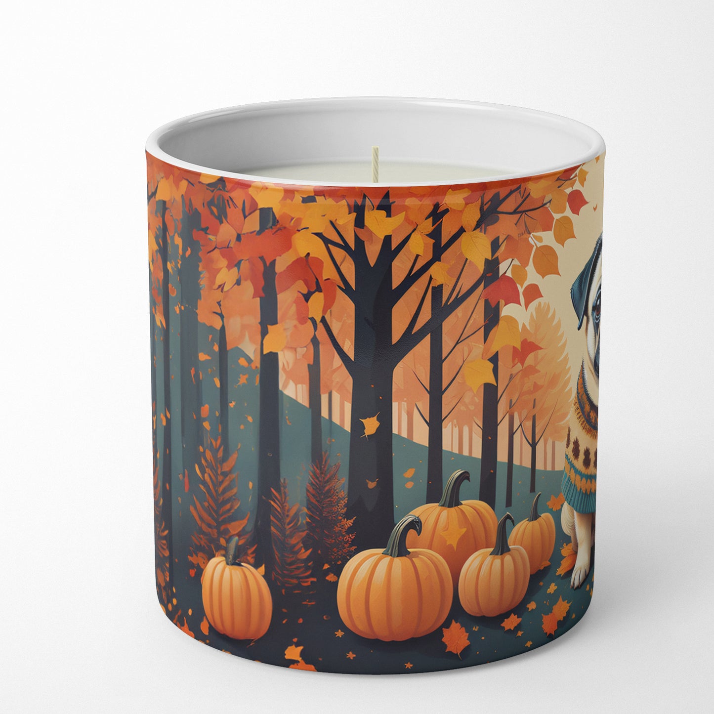 Buy this Fawn Pug Fall Decorative Soy Candle