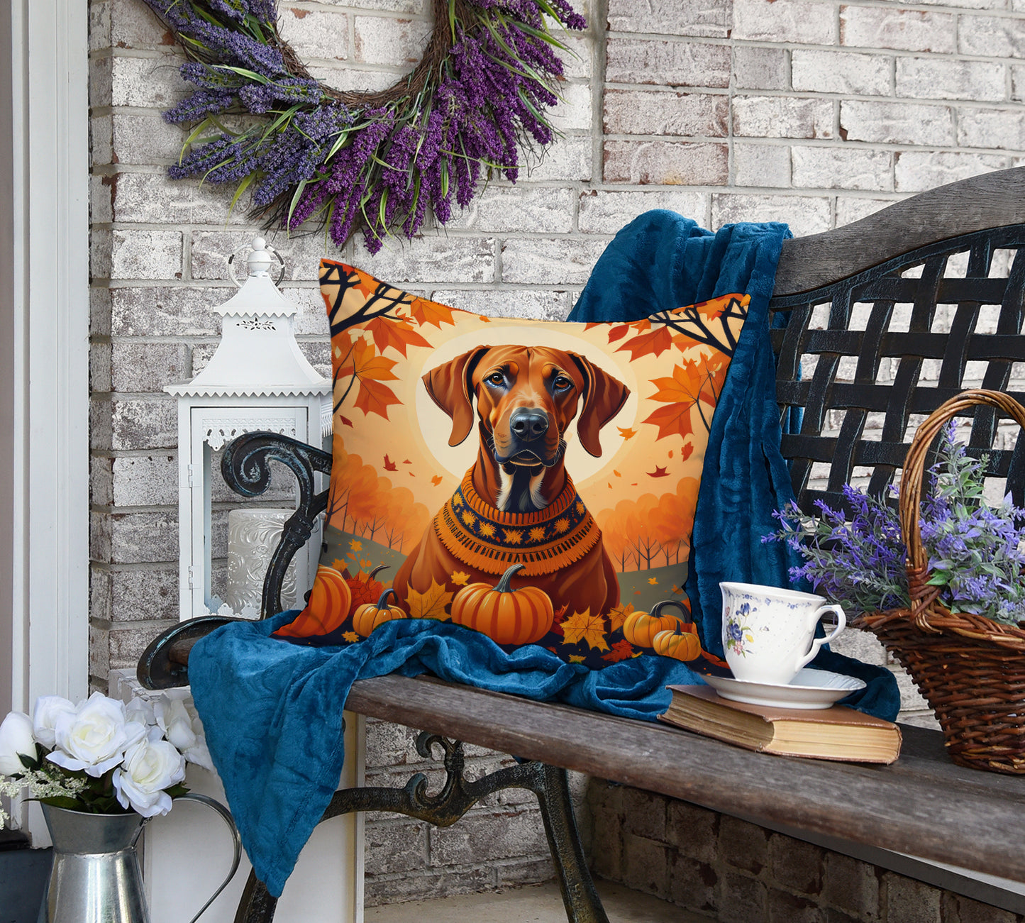 Rhodesian Ridgeback Fall Throw Pillow