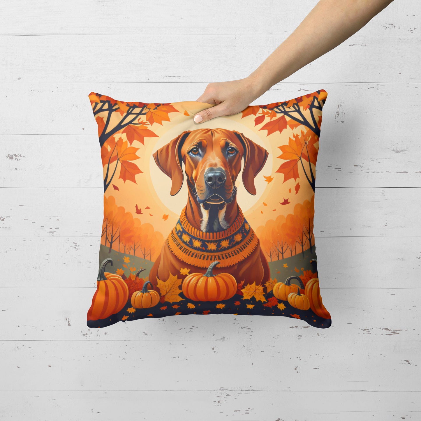 Rhodesian Ridgeback Fall Throw Pillow