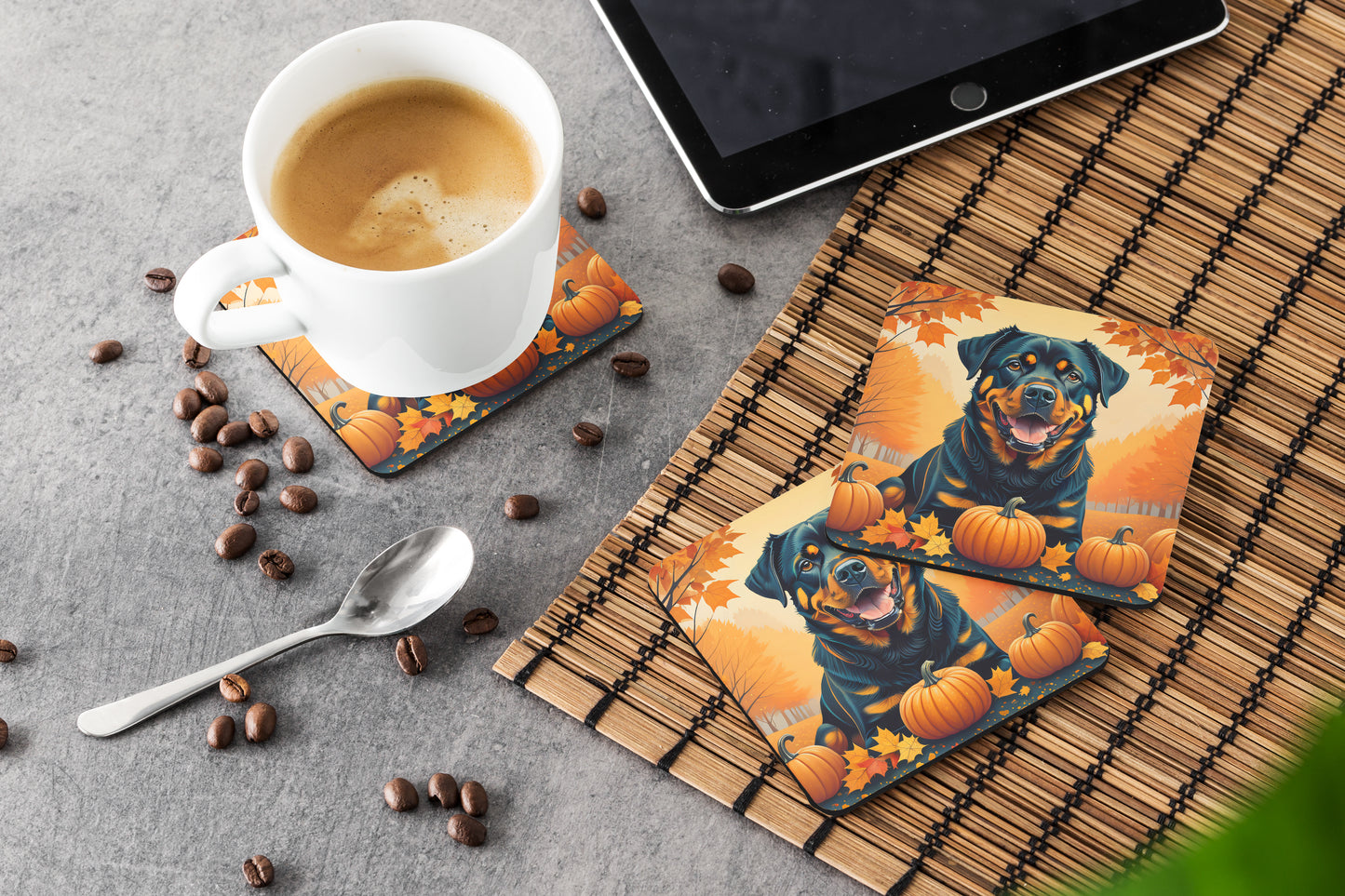 Rottweiler Fall Foam Coasters