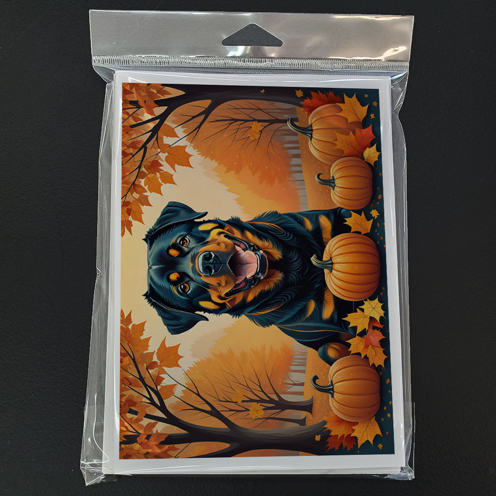 Rottweiler Fall Greeting Cards and Envelopes Pack of 8