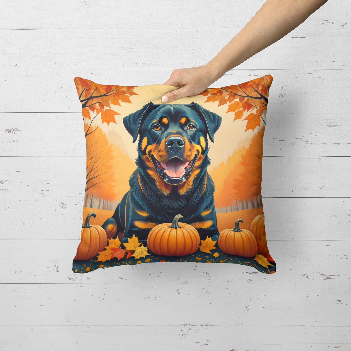 Rottweiler Fall Throw Pillow