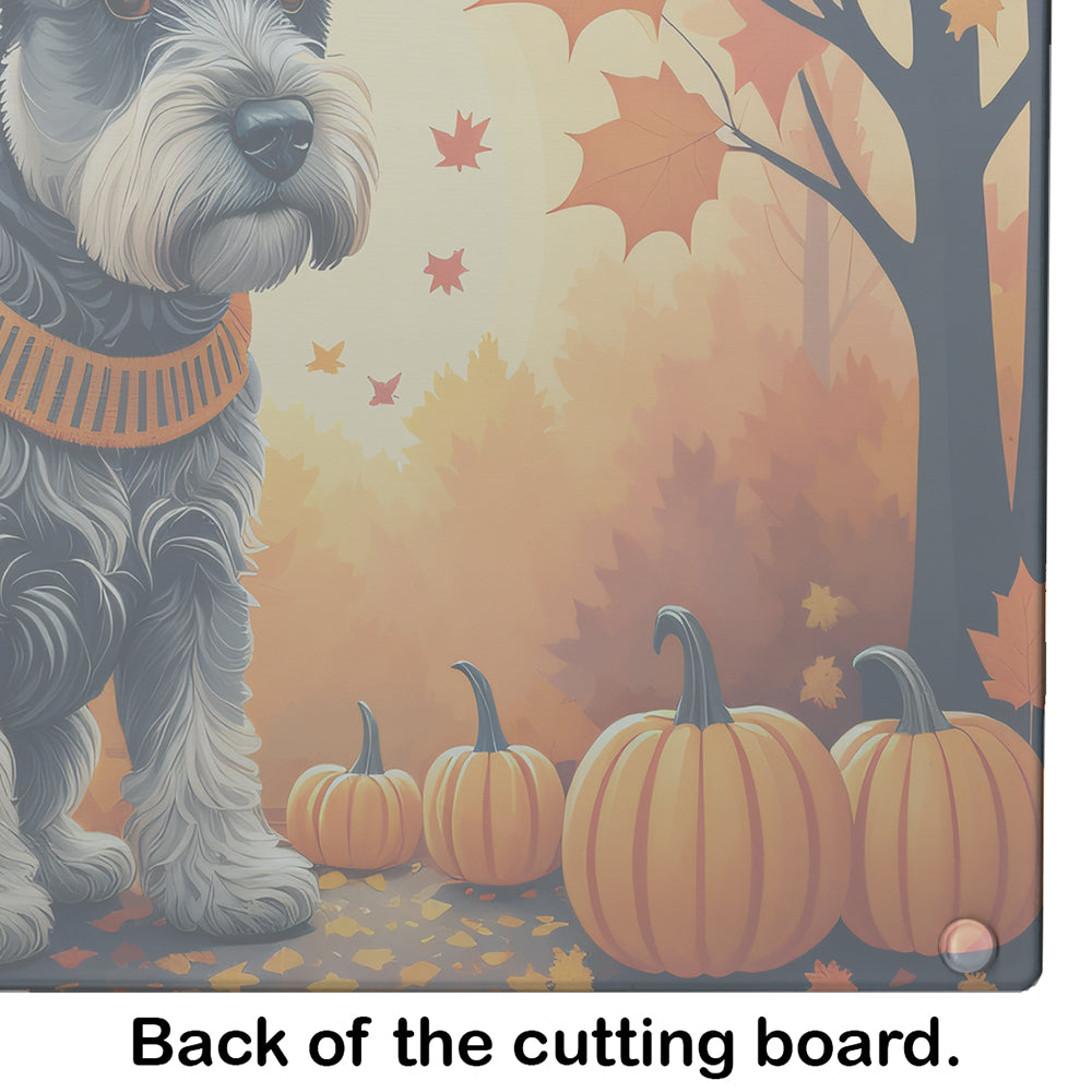 Schnauzer Fall Glass Cutting Board