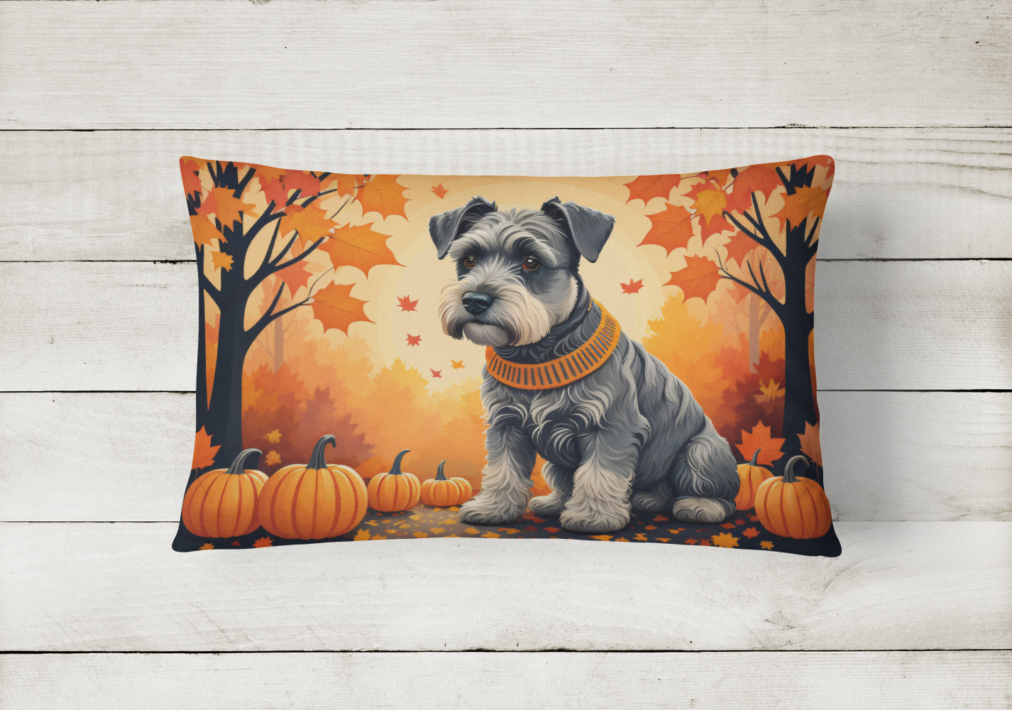 Schnauzer Fall Throw Pillow