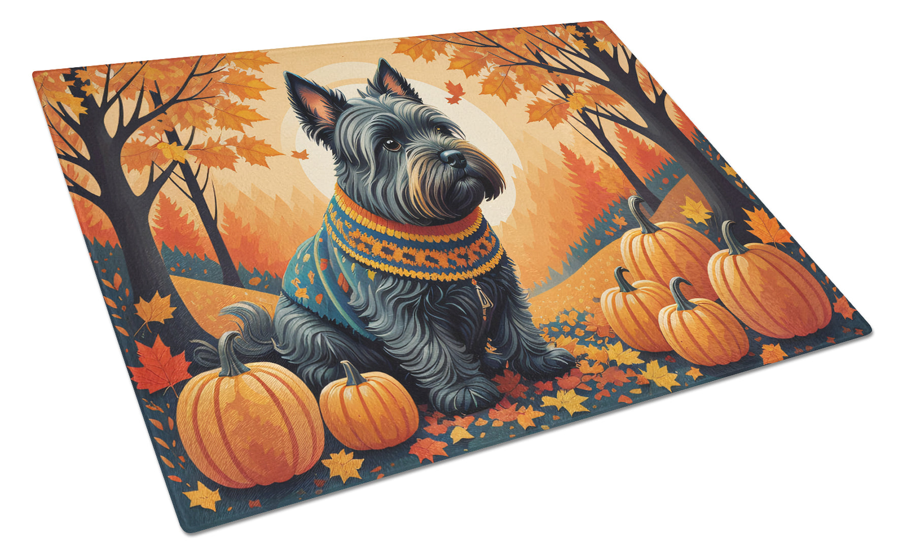 Buy this Scottish Terrier Fall Glass Cutting Board