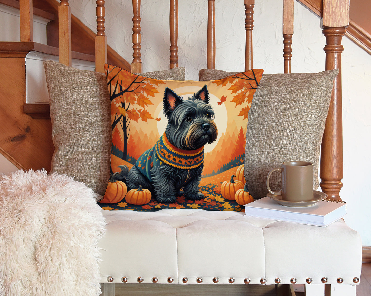 Scottish Terrier Fall Throw Pillow