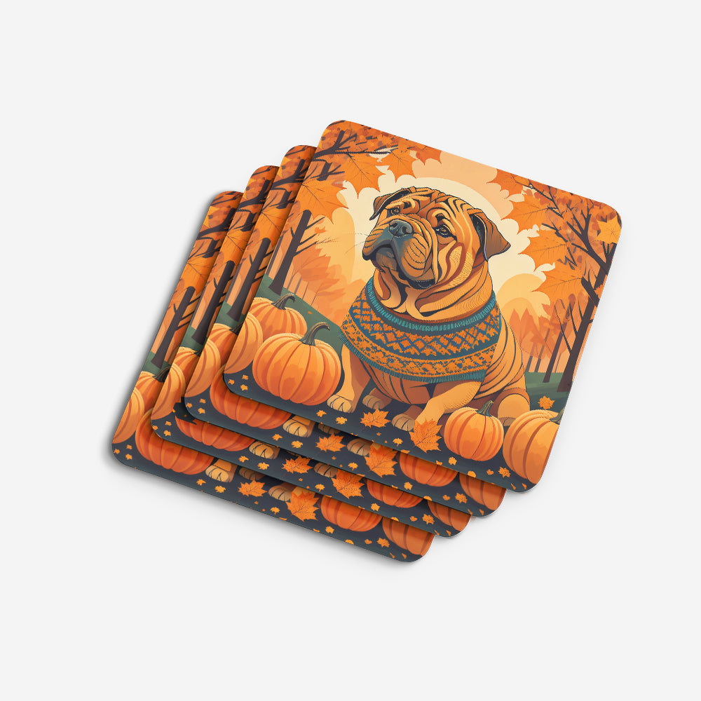 Shar Pei Fall Foam Coasters