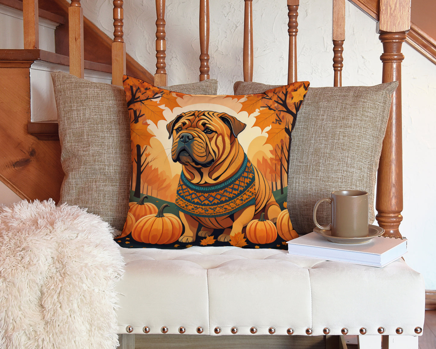 Shar Pei Fall Throw Pillow