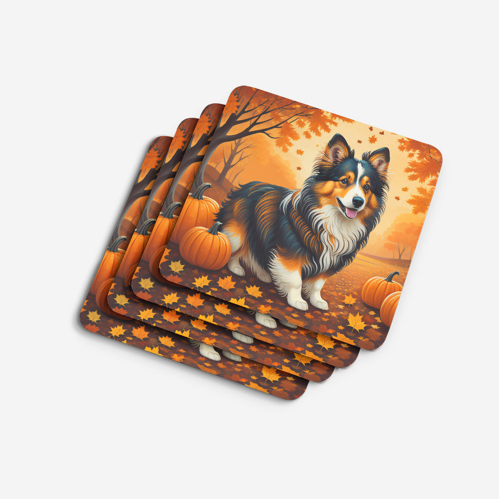 Sheltie Fall Foam Coasters