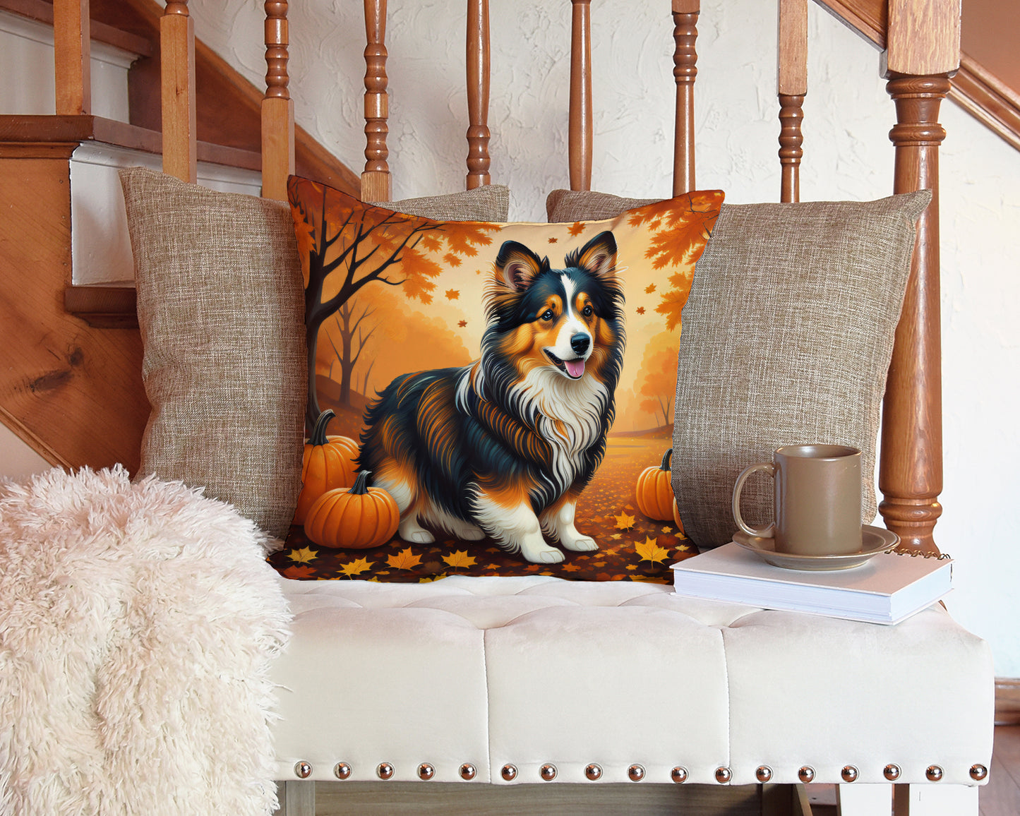 Sheltie Fall Throw Pillow