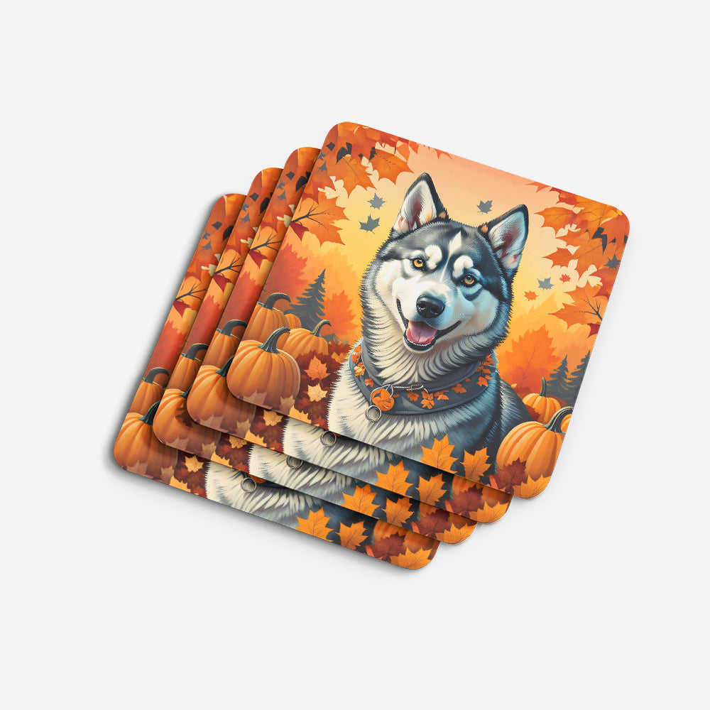 Siberian Husky Fall Foam Coasters