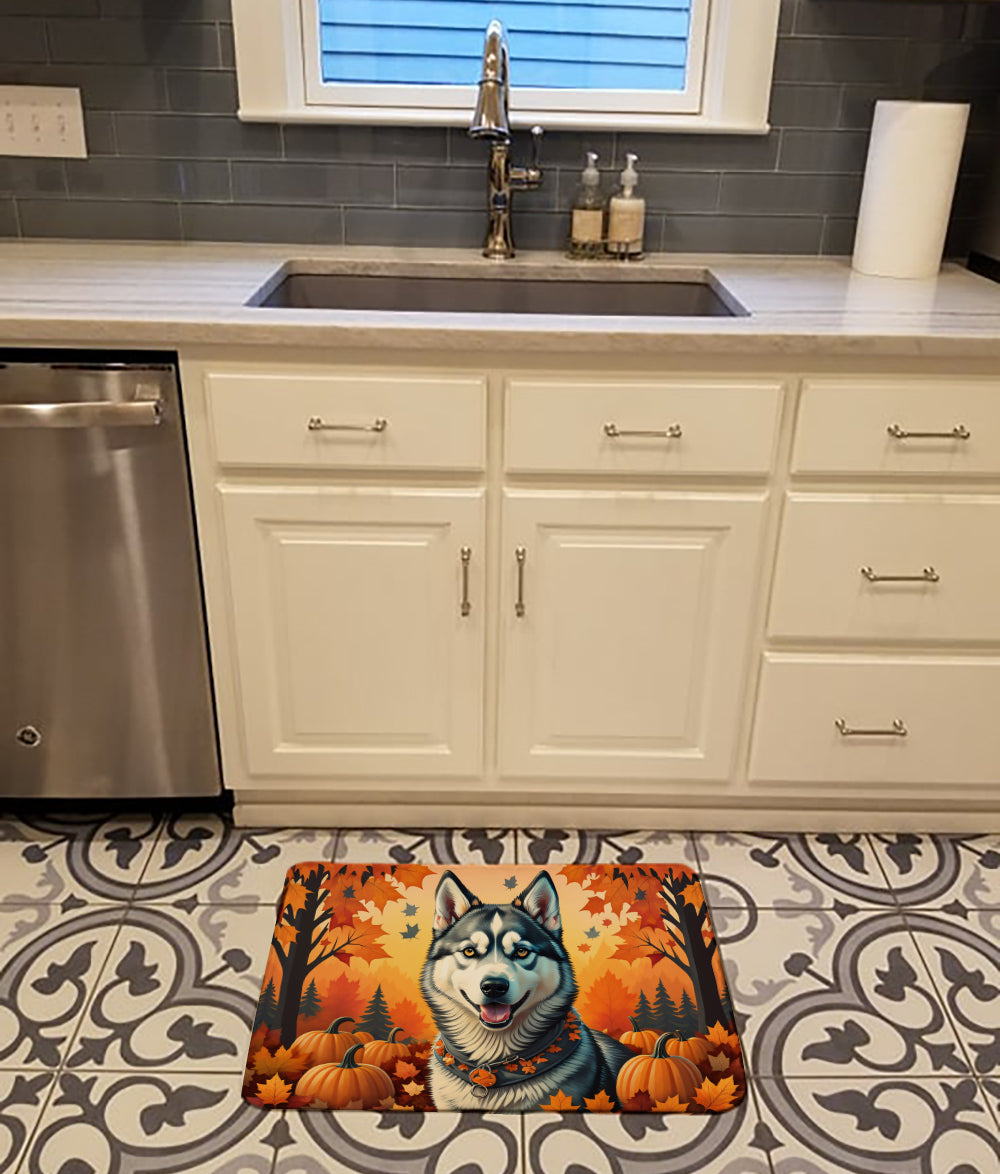 Siberian Husky Fall Memory Foam Kitchen Mat
