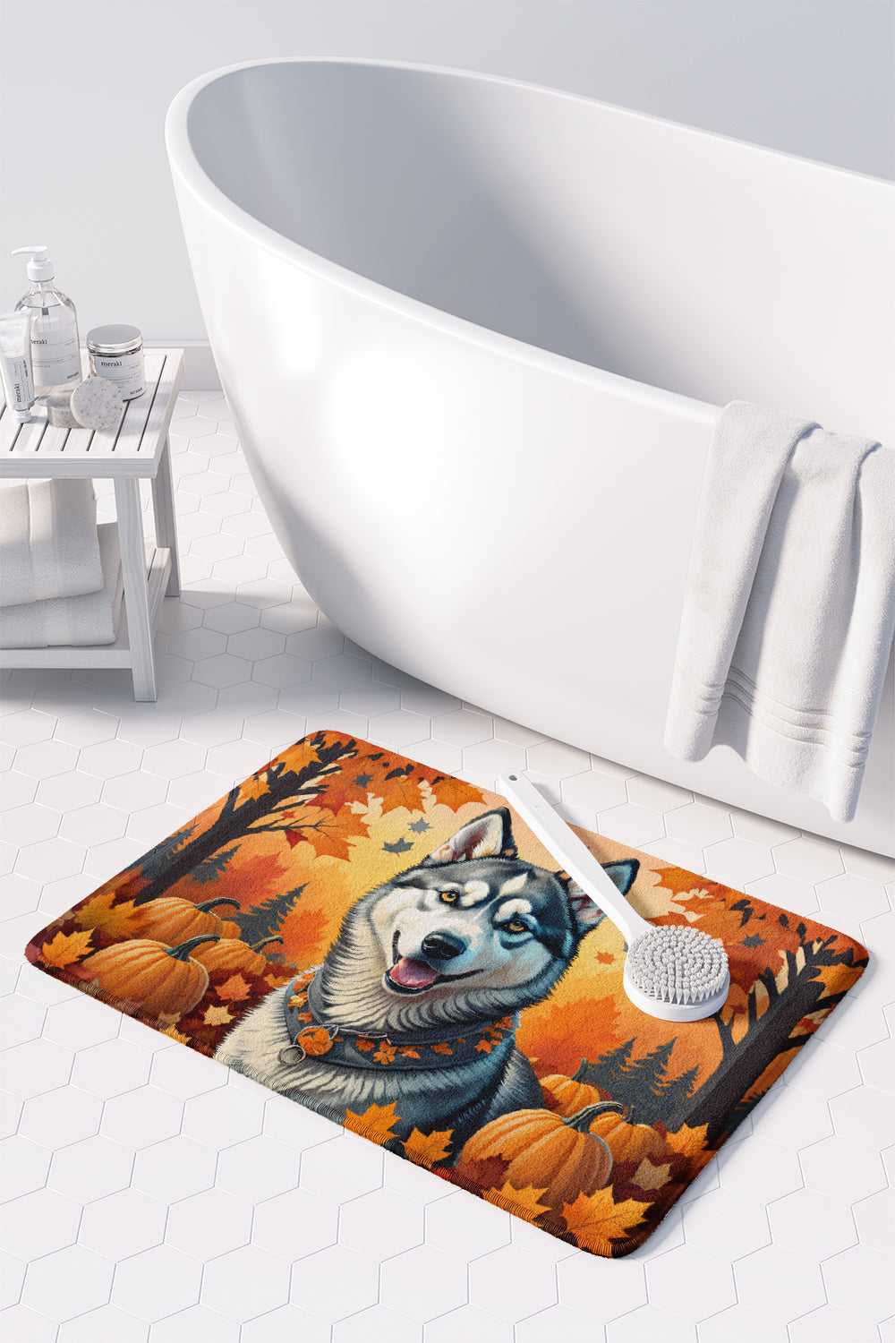 Siberian Husky Fall Memory Foam Kitchen Mat