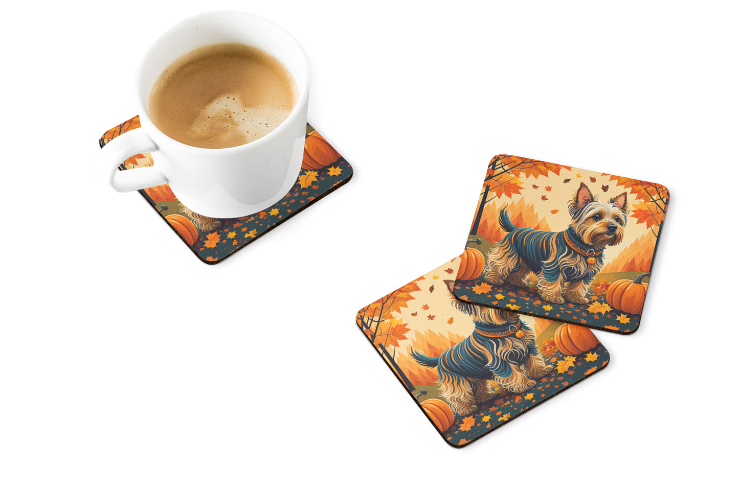 Silky Terrier Fall Foam Coasters