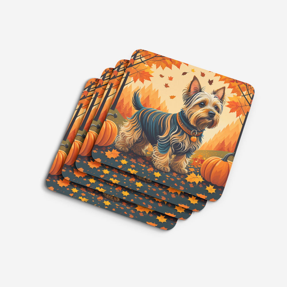 Silky Terrier Fall Foam Coasters