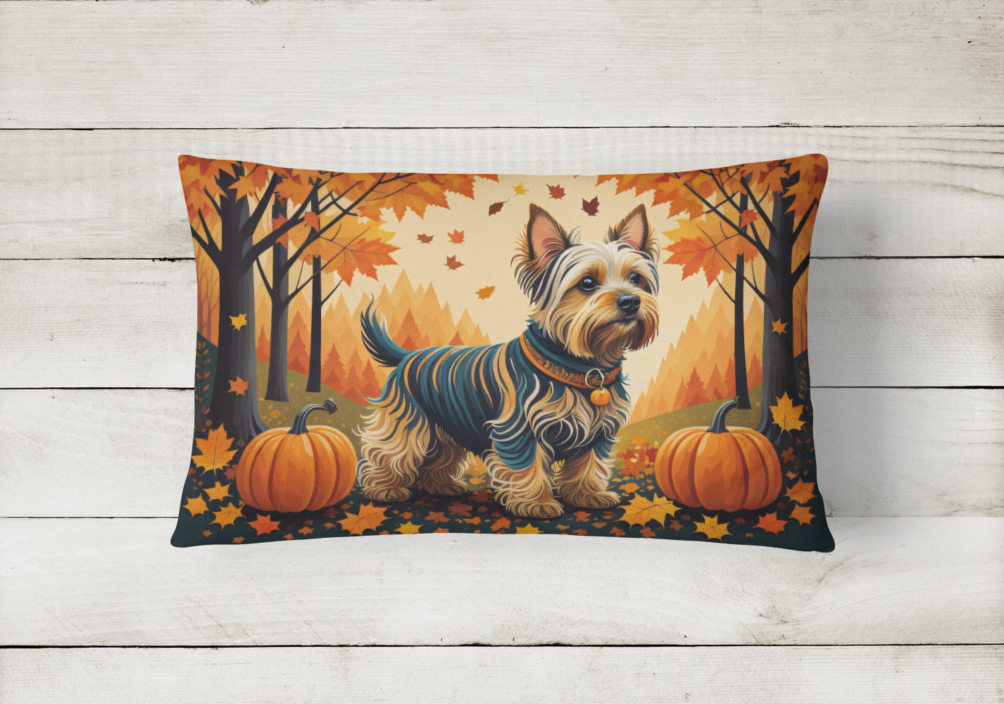 Silky Terrier Fall Throw Pillow