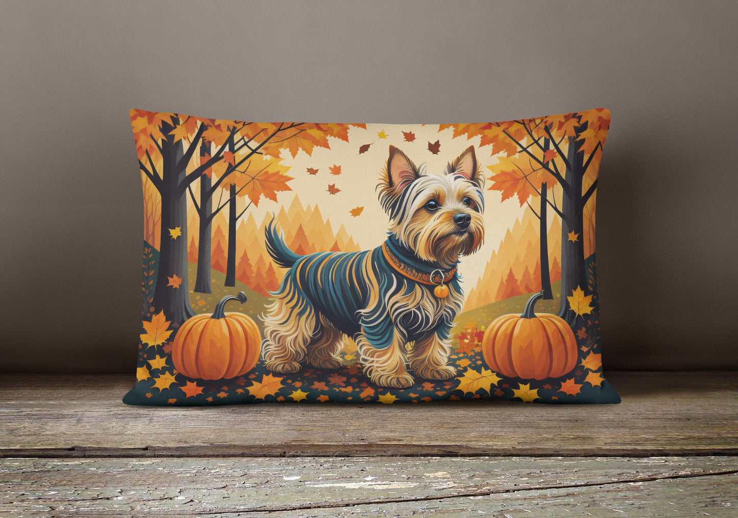 Silky Terrier Fall Throw Pillow