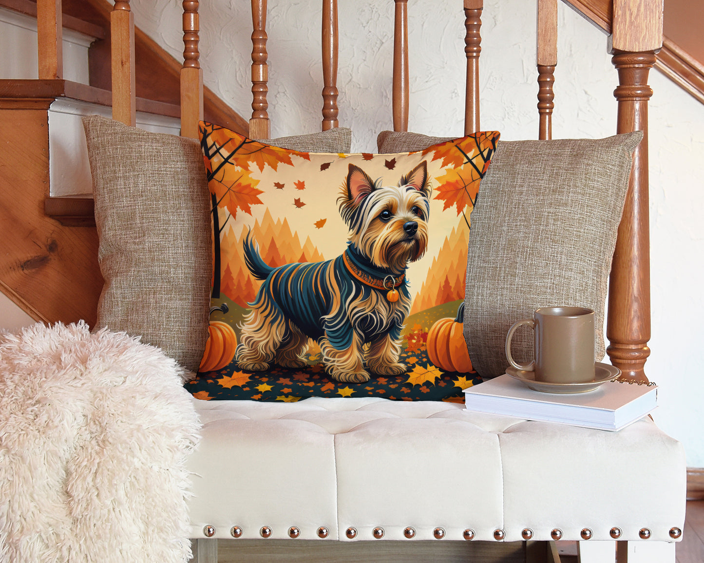 Silky Terrier Fall Throw Pillow