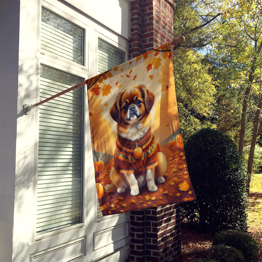 Tibetan Spaniel Fall House Flag